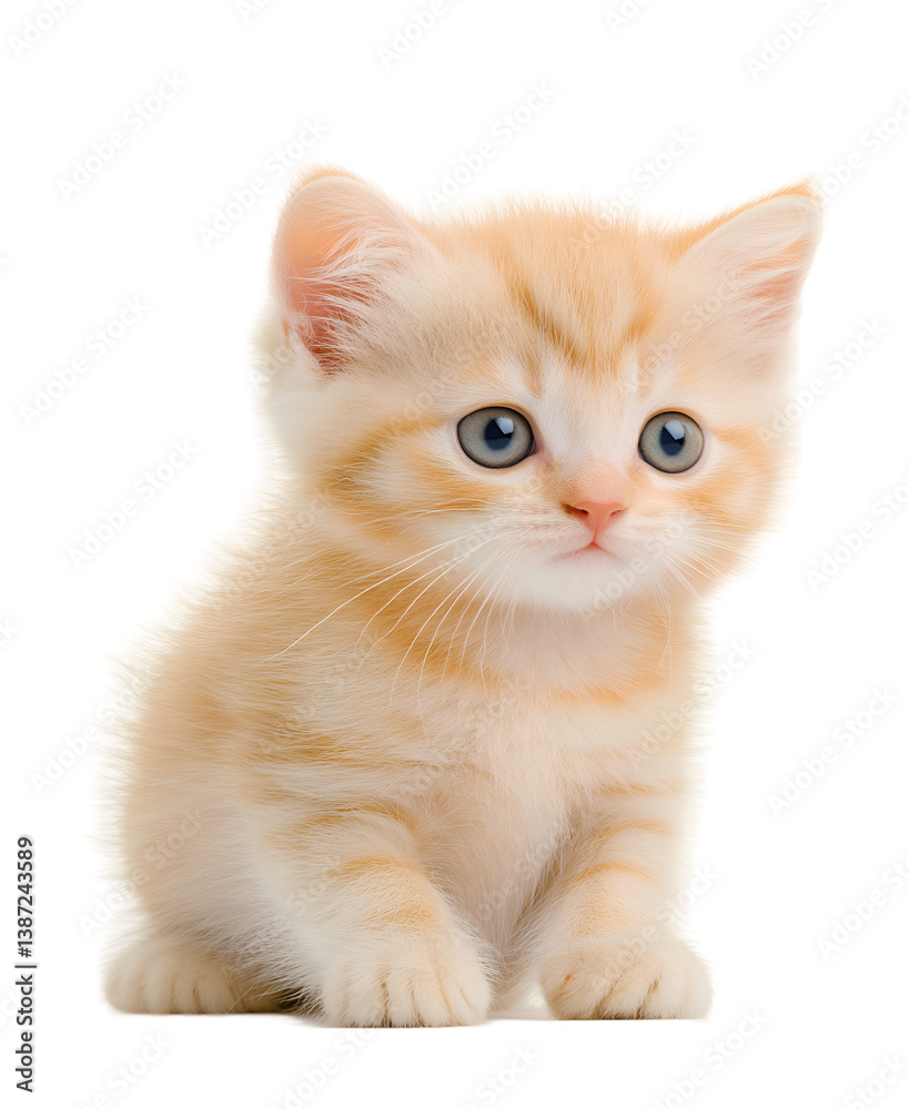 Fototapeta premium Little orange kitten isolated on a white background.