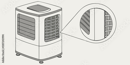Vector Air Cooler Illustration with Detailed Design Elements for Stock Use