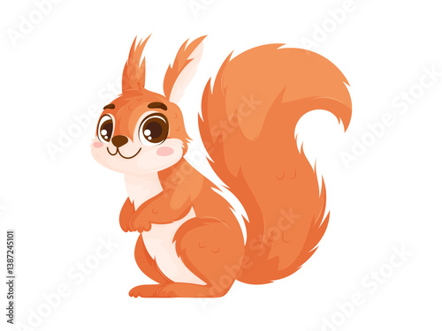 Vintage hand-drawn squirrel sketch with acorn in rustic natural style