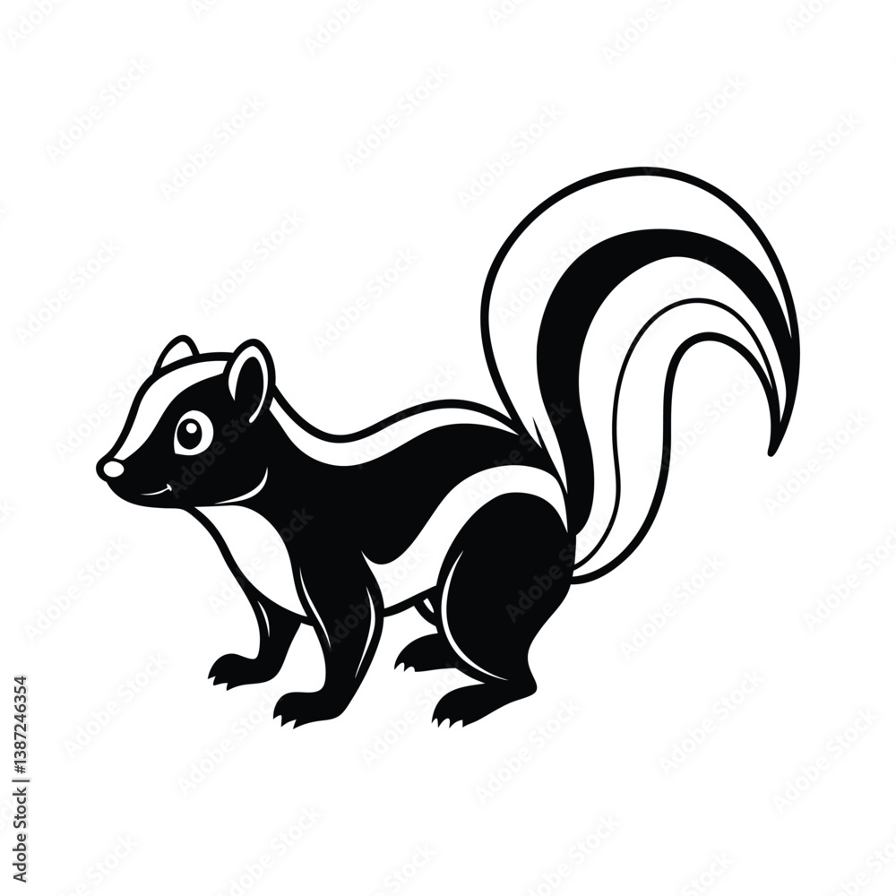 Fototapeta premium skunk line art illustration on white background