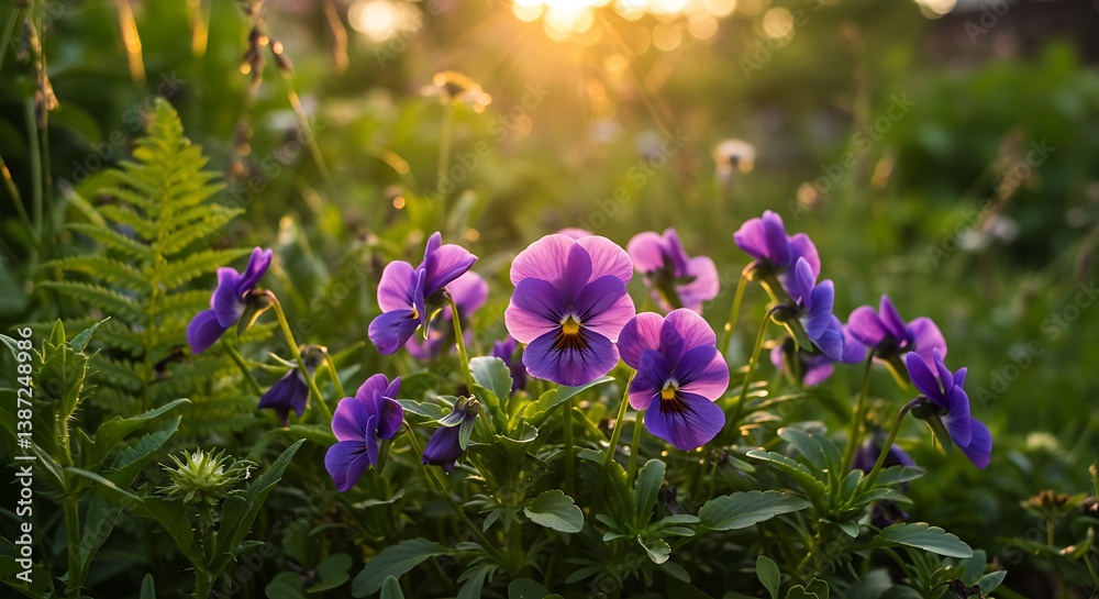 Fototapeta premium Golden Hour Violets: A Burst of Purple AI Generated