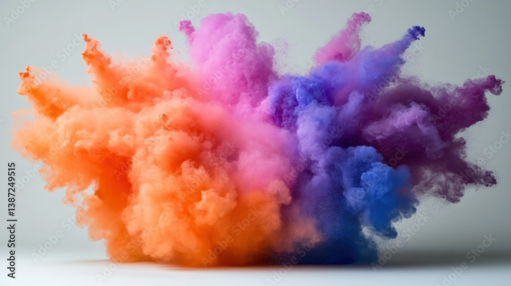 Fototapeta premium Colorful powder explosion against a plain background