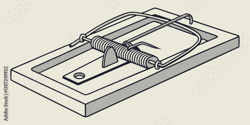 Vector Mouse Trap Illustration - Vintage Design for Pest Control and Safety