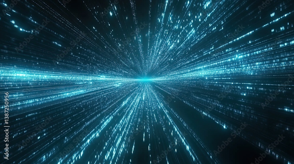 Naklejka premium Digital data stream tunnel effect