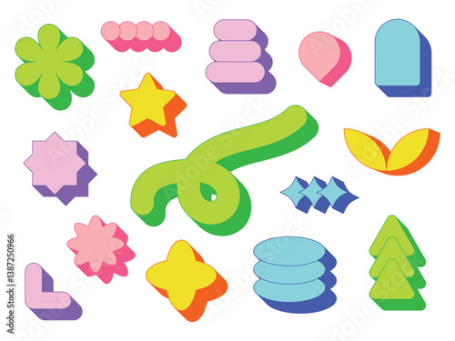 Various Abstract Shape 3D Colorful Bundle Set