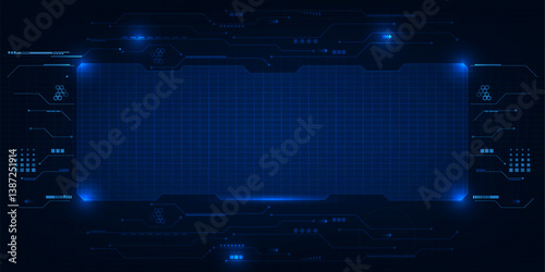 Futuristic frame,screen,panels,border and windows for head up display or dashboard control and technology background.Future sci fi tech style design concepts.Vector illustrations.	
