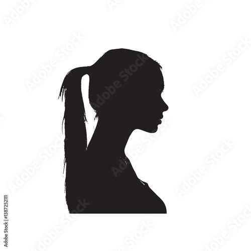 Black silhouette art of a woman and girl's profile shows beauty in a vector illustration