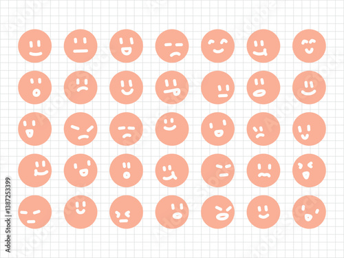 Simple Emoticon Various Mood Expression in Flat Design