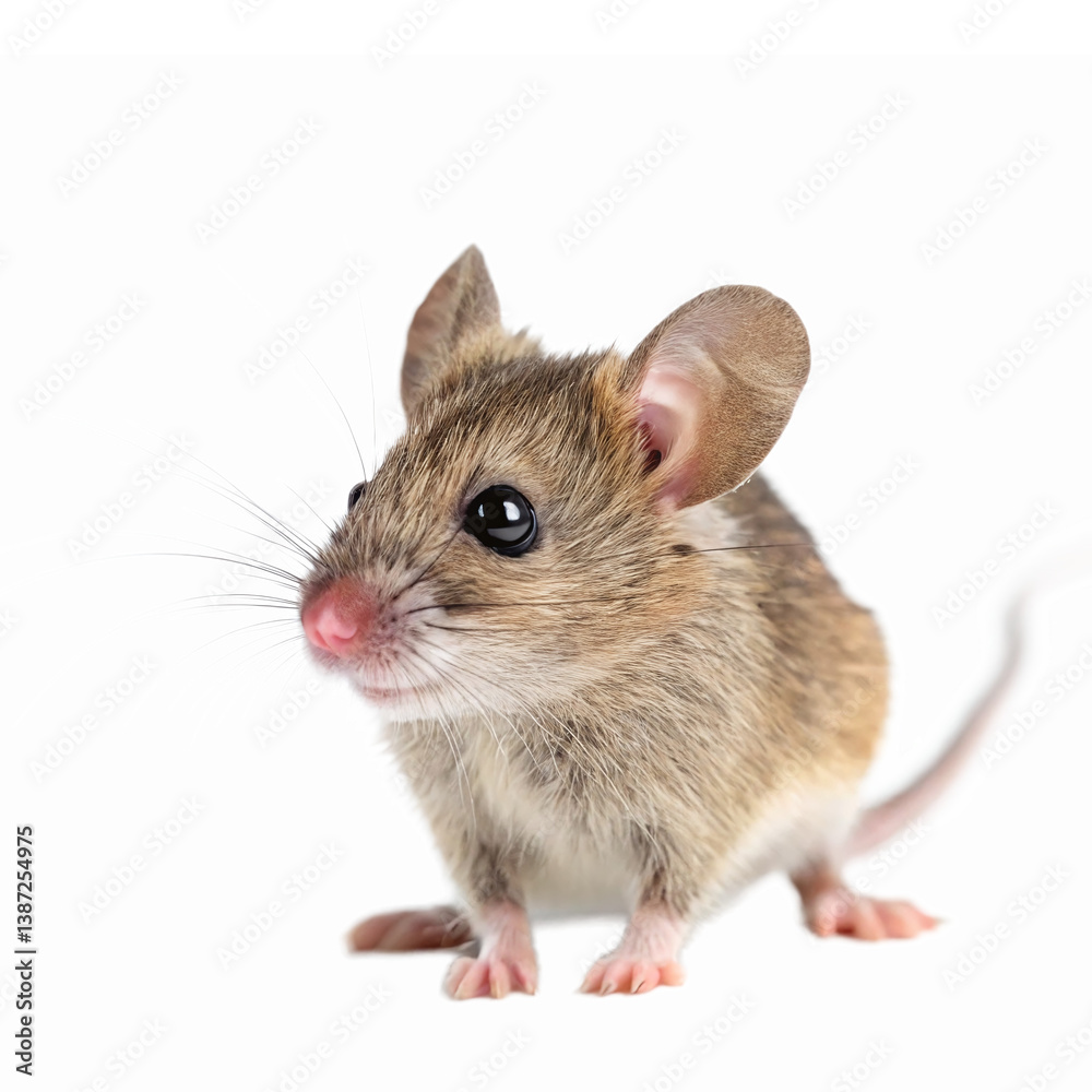 Realistic Cute Mouse with Whiskers on Transparent Background for Nature and Animal Illustrations Realistic Cute Mouse with Whiskers on Transparent Background for Nature and Animal Illustrations