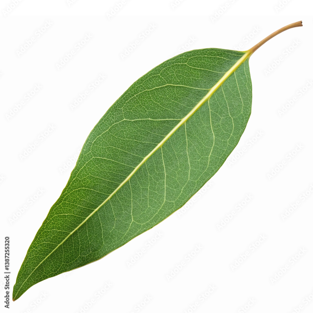 Obraz premium Single Green Bay Leaf Isolated on Transparent Background for Culinary and Aromatic Use