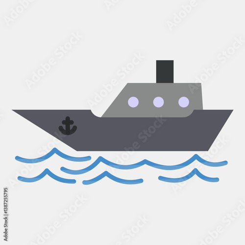 Icon ship. Transportation elements. Icons in flat style. Good for prints, posters, logo, sign, advertisement, etc.