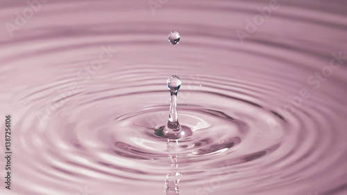 Ephemeral Echo: A single droplet, captured mid-air, creates a mesmerizing ripple effect on a smooth surface. The image evokes tranquility and the fleeting beauty of nature.