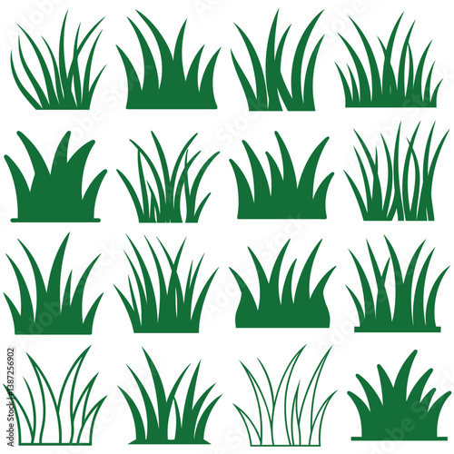 A set of grass drawings in various sizes.