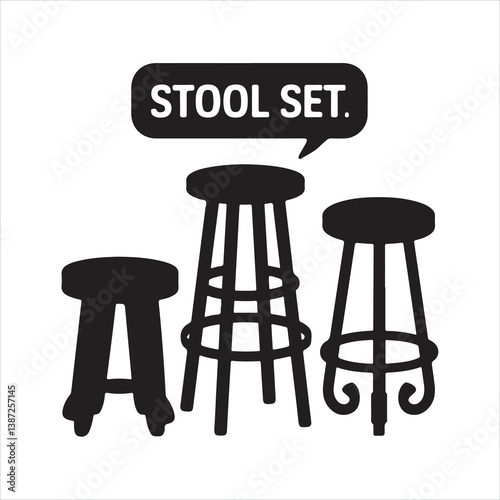 stool set black silhouette
