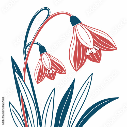 snowdrop flower silhouette vector illustration