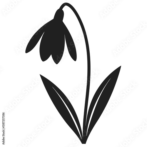 snowdrop flower icon silhouette vector illustration