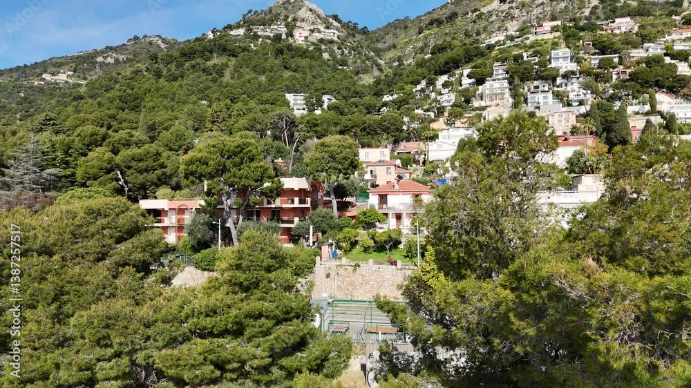 Aerial view of Eze village, France Aerial view of Eze village, France