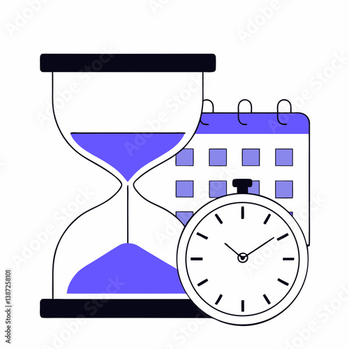 Limited Time Offer Countdown Concept	Time urgency concept with hourglass and stopwatch, great for deadline visuals.