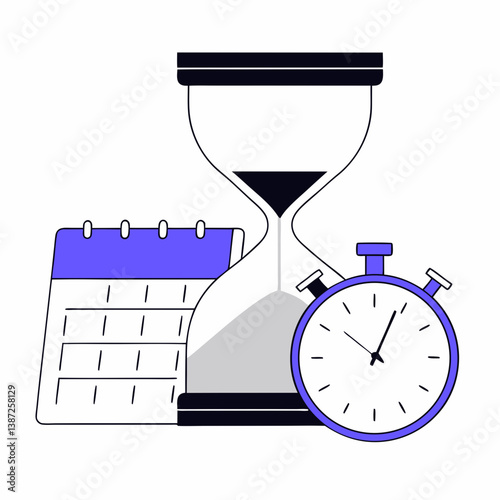 Limited Time Offer Countdown Concept	Time urgency concept with hourglass and stopwatch, great for deadline visuals.