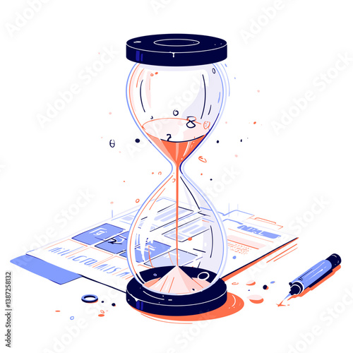 Limited Time Offer Countdown Concept	Time urgency concept with hourglass and stopwatch, great for deadline visuals.