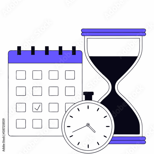 Limited Time Offer Countdown Concept	Time urgency concept with hourglass and stopwatch, great for deadline visuals.