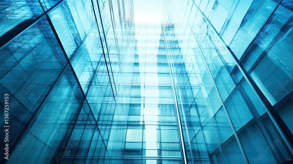 Modern Glass Building Facade, Cityscape View, Looking Up Modern Glass Building Facade, Cityscape View, Looking Up