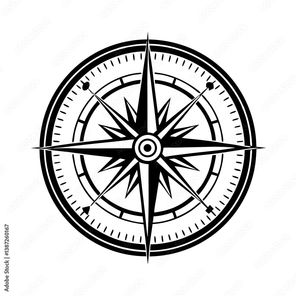 Modern Compass Icon Isolated on Background – Vector Illustration Modern Compass Icon Isolated on Background – Vector Illustration