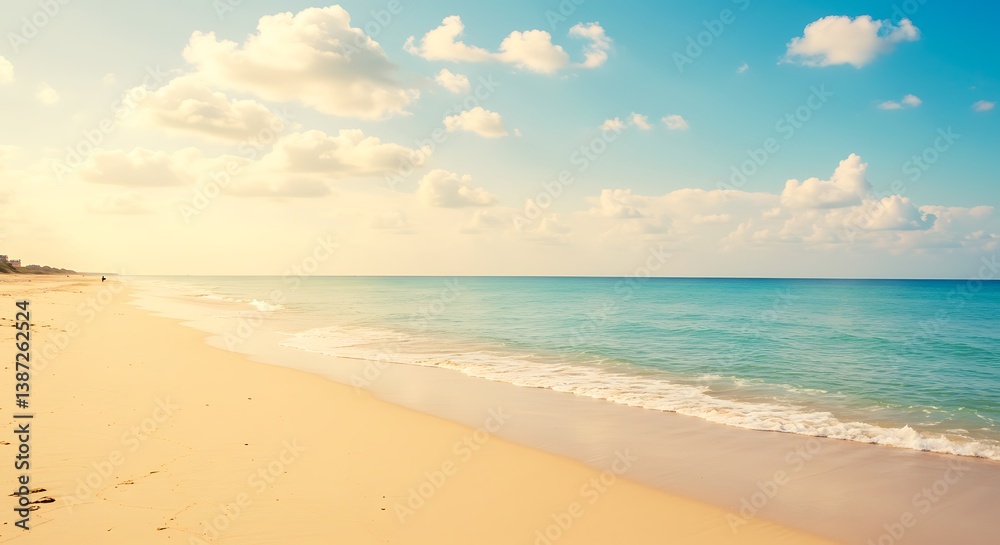 Fototapeta premium Golden Hour Shore AI Generated