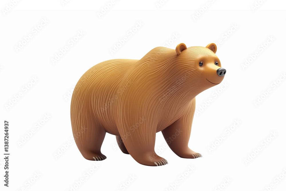 Fototapeta premium Realistic 3D Bear Illustration with Textured Fur and Friendly Expression for Wildlife Designs