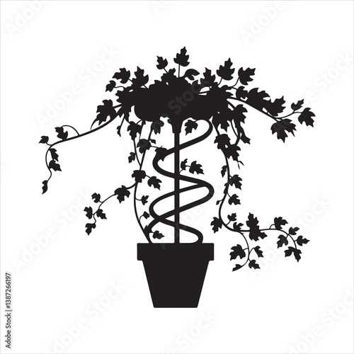 Potted Vines black silhouette
