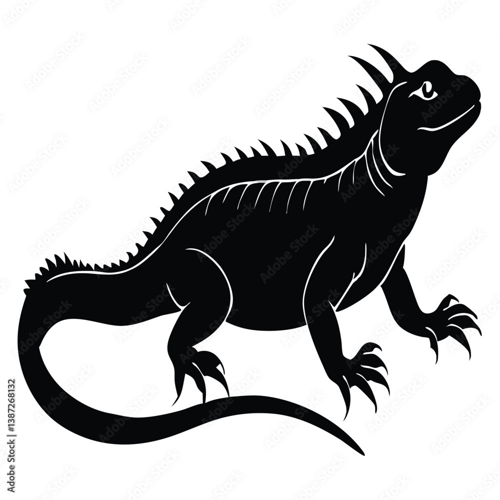Fototapeta premium Black Lizard Silhouette Vector Set: Stylized Reptile Clipart in Vintage Tattoo and Wildlife Design Style. Adobe Art and Illustrator.
