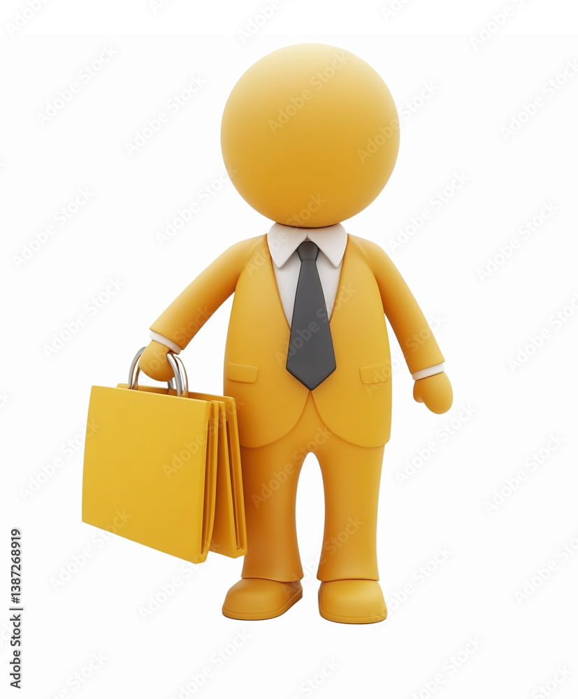 Yellow Businessman Character Holding Briefcase in Suit for Professional and Corporate Use Yellow Businessman Character Holding Briefcase in Suit for Professional and Corporate Use