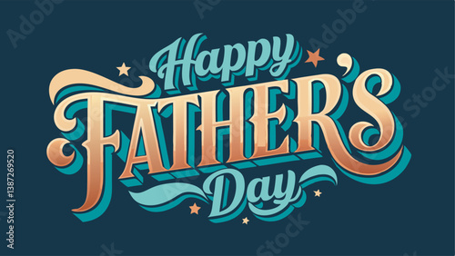Happy Father's Day Typography Vector Text and Clipart
