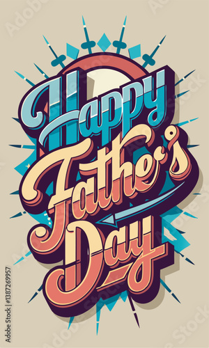 Happy Father's Day Typography Vector Text and Clipart