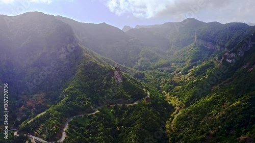 The beautiful landscape in the Barranco de Monteforte on the edge of the Garajonay National Park on La Gomera.