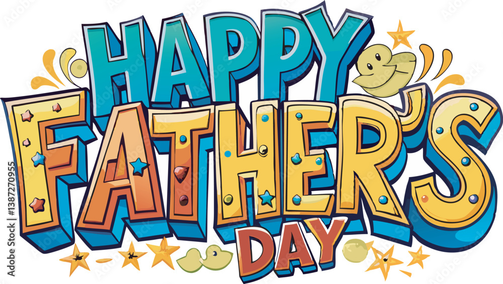 Happy Father's Day Typography Vector Text and Clipart