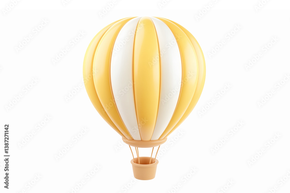 Fototapeta premium Vibrant Yellow and White Striped Hot Air Balloon for Travel and Adventure Themes