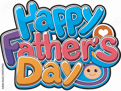 Happy Father's Day Typography Vector Text and Clipart