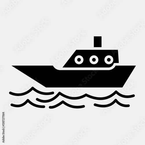 Icon ship. Transportation elements. Icons in glyph style. Good for prints, posters, logo, sign, advertisement, etc.