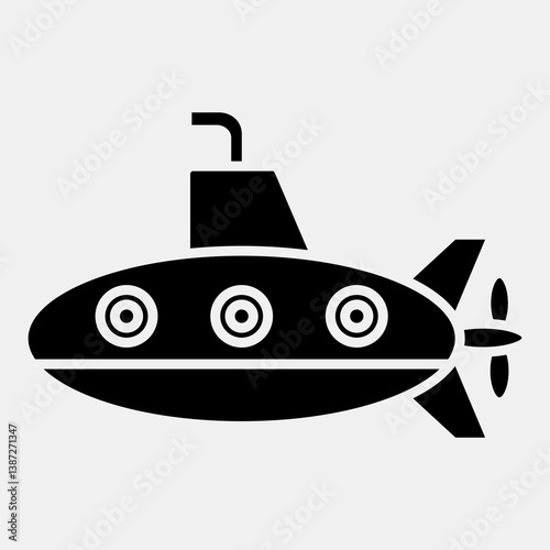 Icon submarine. Transportation elements. Icons in glyph style. Good for prints, posters, logo, sign, advertisement, etc.