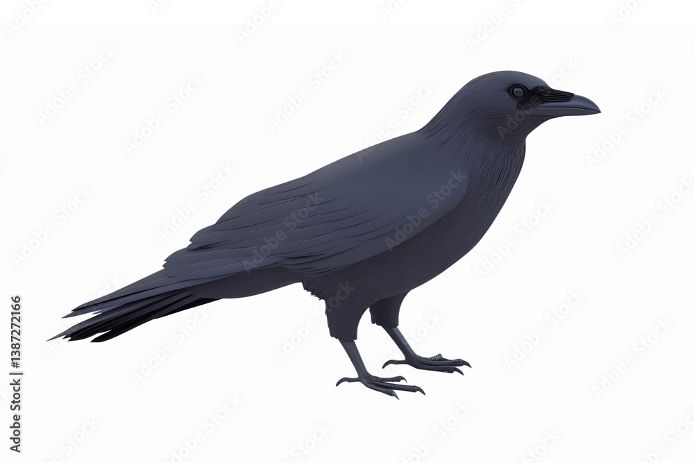 Fototapeta premium Realistic Black Raven in a Natural Pose with Transparent Background for Wildlife Illustrations