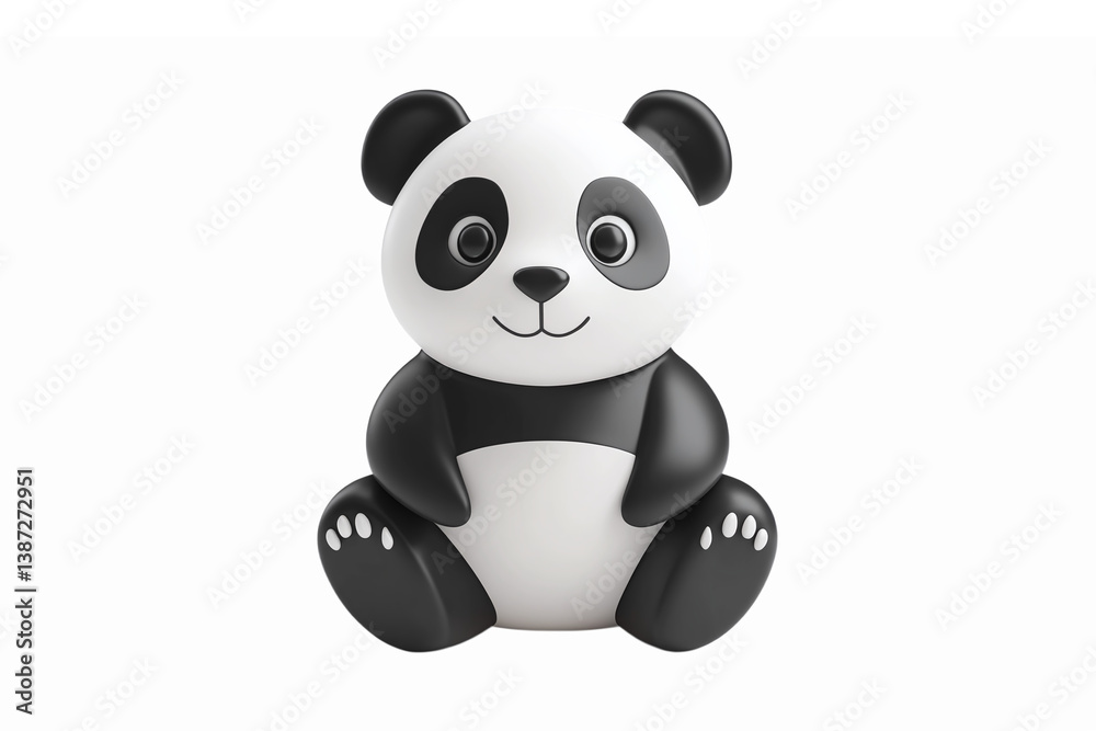 Obraz premium Adorable Cartoon Panda Character Sitting with Big Eyes and Cheerful Expression