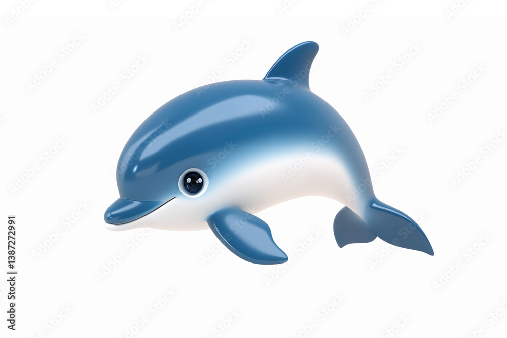 Obraz premium Cute Playful Dolphin Character with Bright Blue Colors for Children's Designs