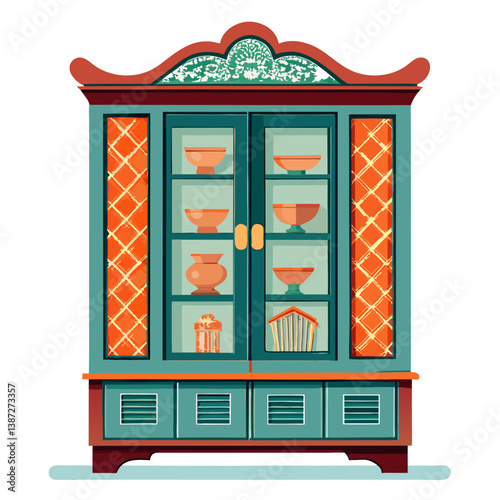 set of wooden shelves