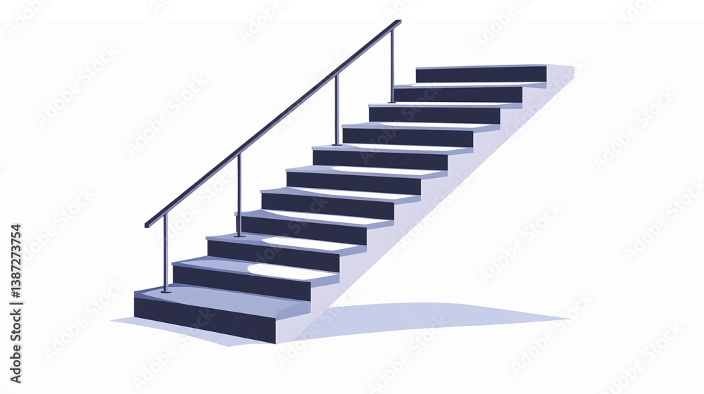 Modern Staircase with Handrail in Three Dimensional Design for Architectural Projects Modern Staircase with Handrail in Three Dimensional Design for Architectural Projects