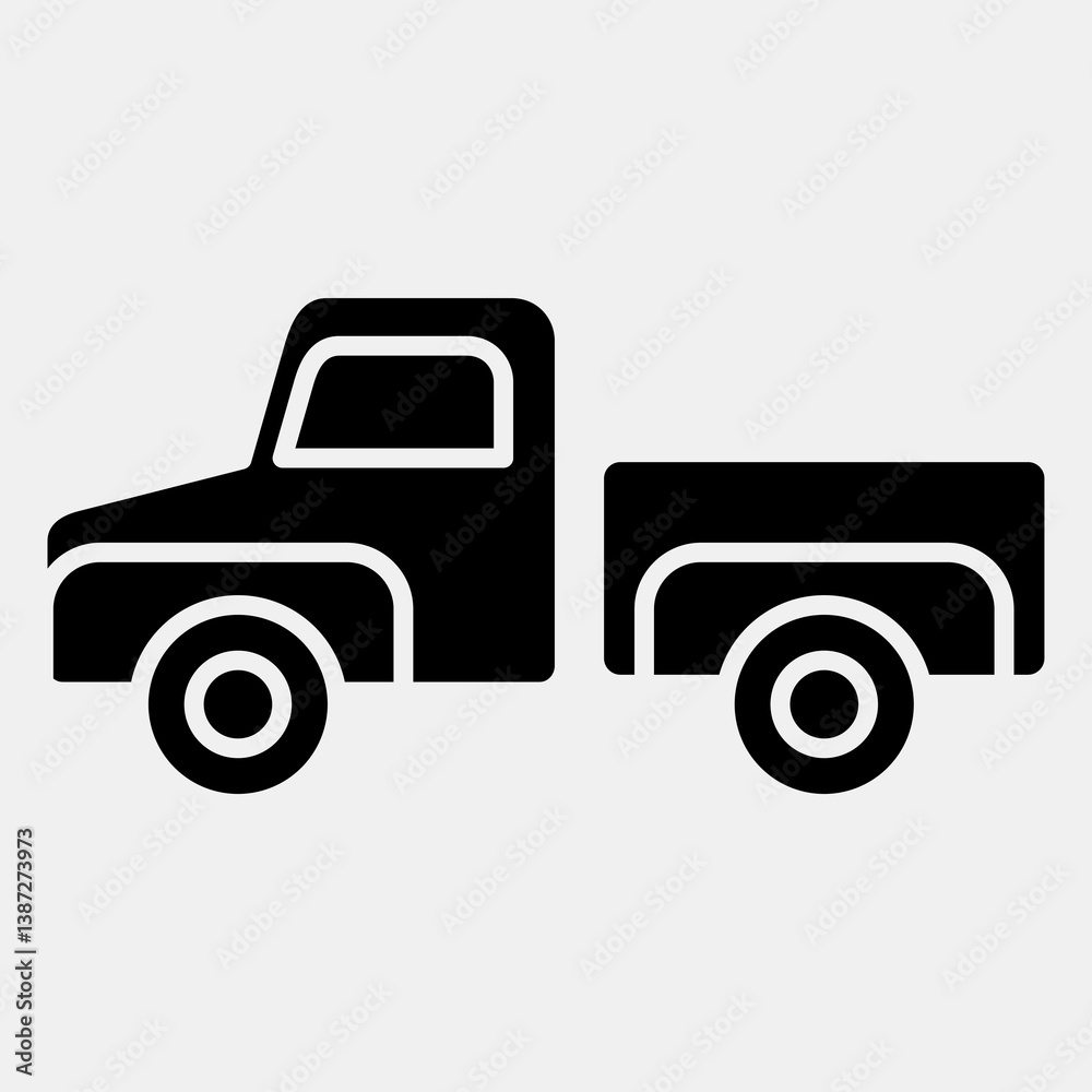 Fototapeta premium Icon pick up truck. Transportation elements. Icons in glyph style. Good for prints, posters, logo, sign, advertisement, etc.
