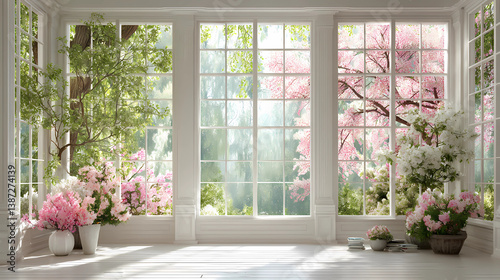 Zoom Background Large Window with Spring View