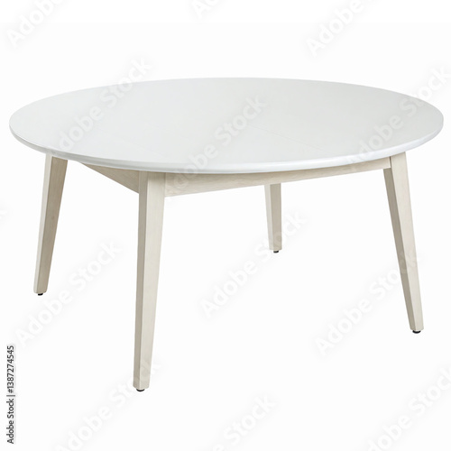 Modern Round White Coffee Table with Wooden Legs for Contemporary Living Room Decor
