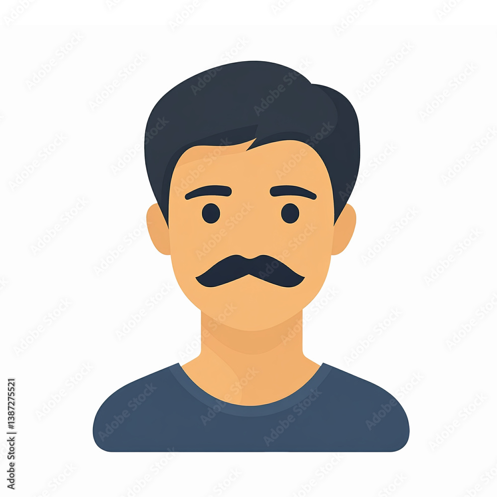 Handsome Young Man with Mustache Vector Illustration for Personal and Commercial Use Handsome Young Man with Mustache Vector Illustration for Personal and Commercial Use