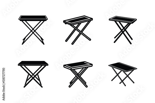folding table silhouette vector illustration